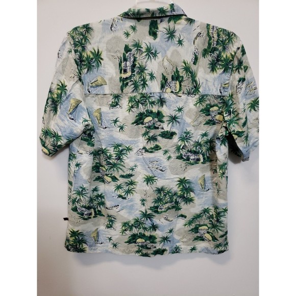 Vintage 90's Bugle Boy Hawaiian Floral Short Sleeve Shirt Men's  L Silk Blend - Picture 5 of 7